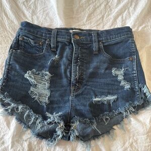 MADEWELL High Rise Distressed Denim Shorts size 28